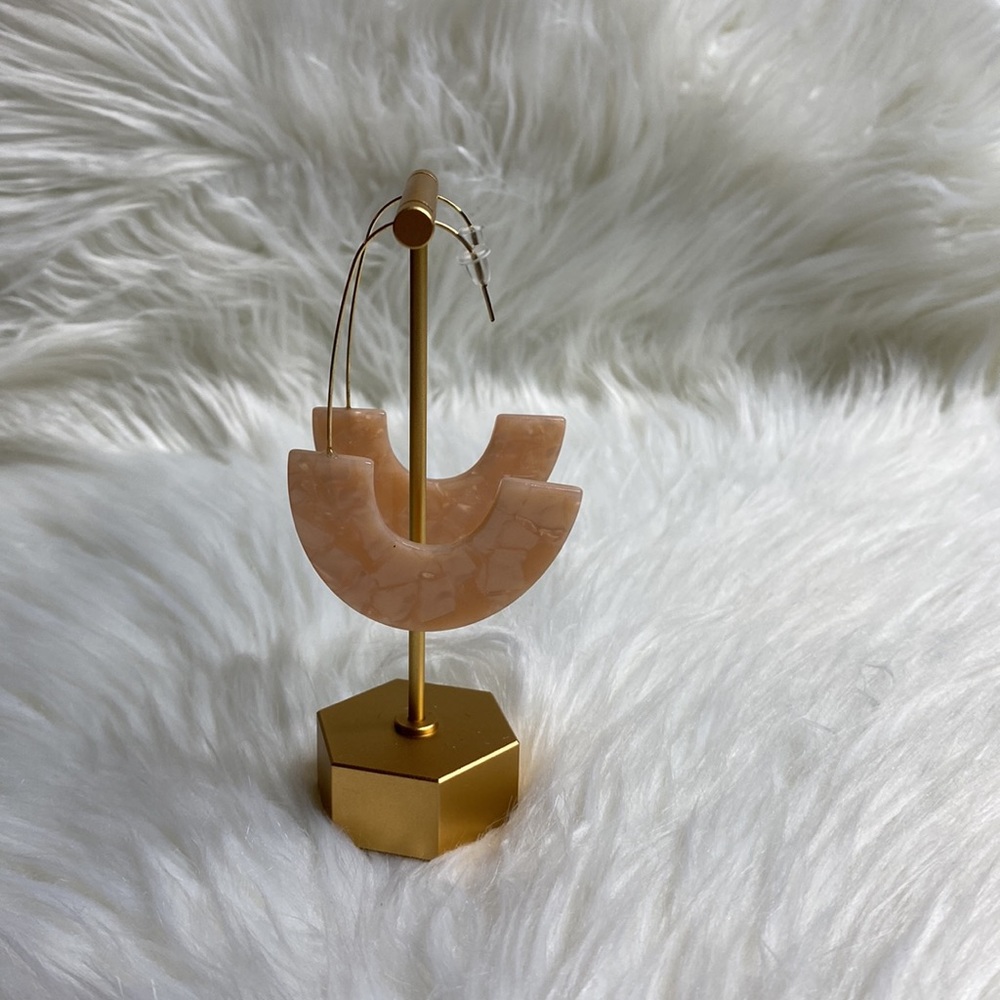 Boutique Pink Marble Half Moon Earrings